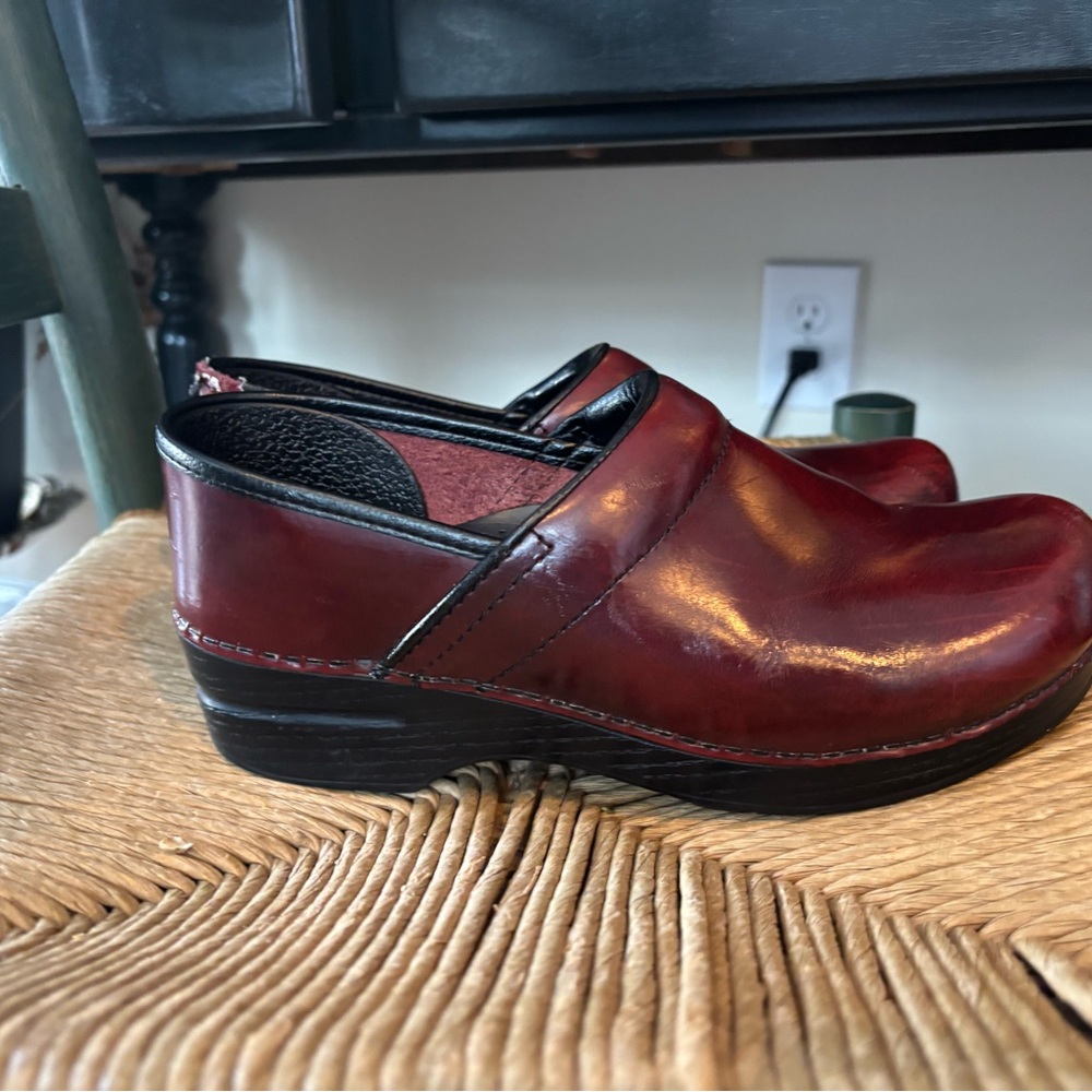 Dansko Women's Red Leather Mules